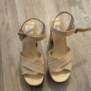Dolce vita raffia platform sandal